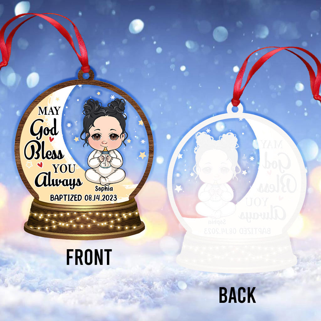 May God Blessed You Always - Personalized Newborn Transparent Ornament