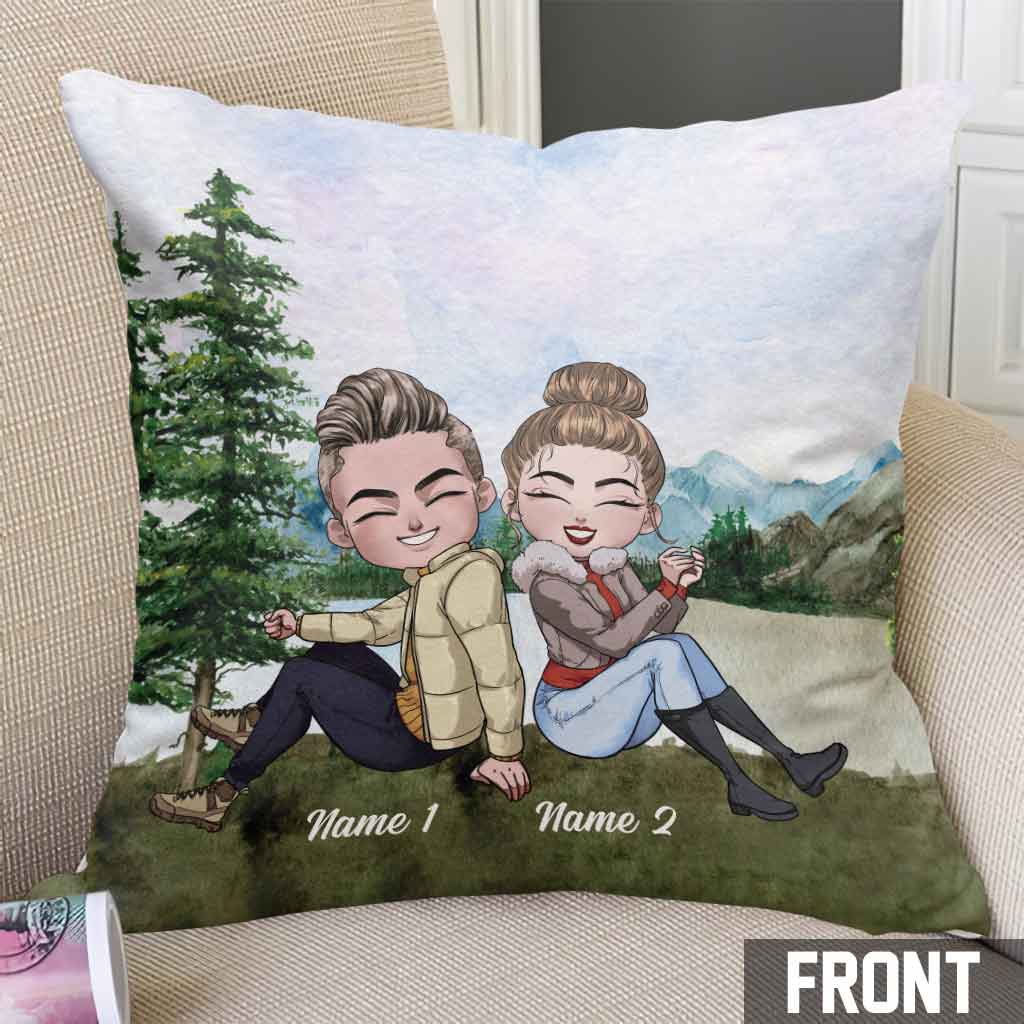 I Asked God For A Camping Partner - Personalized Couple Camping Throw Pillow