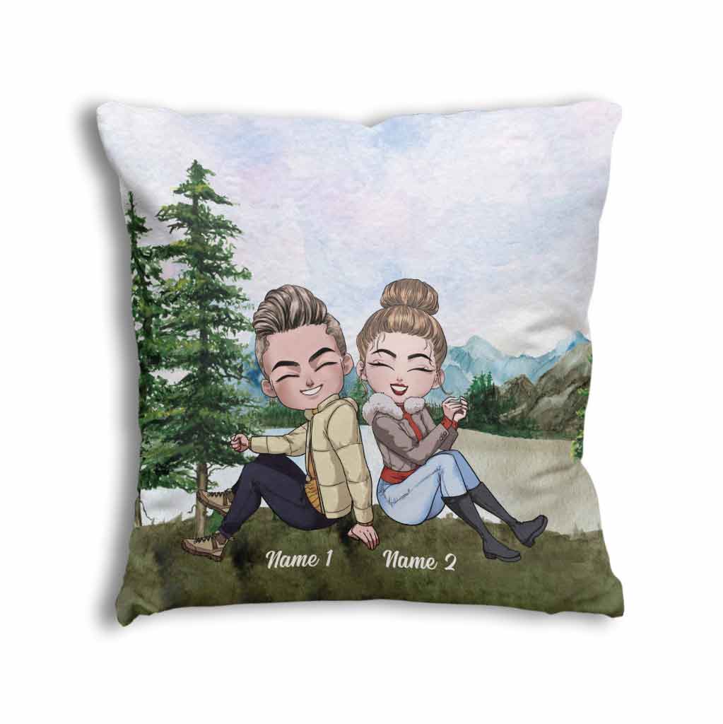I Asked God For A Camping Partner - Personalized Couple Camping Throw Pillow