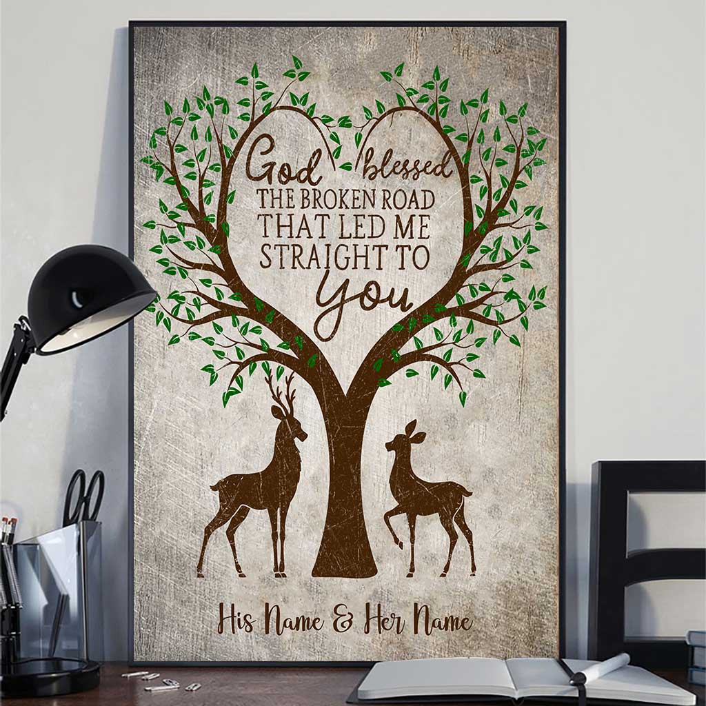 God Blessed The Broken Road - Personalized Couple Hunting Poster