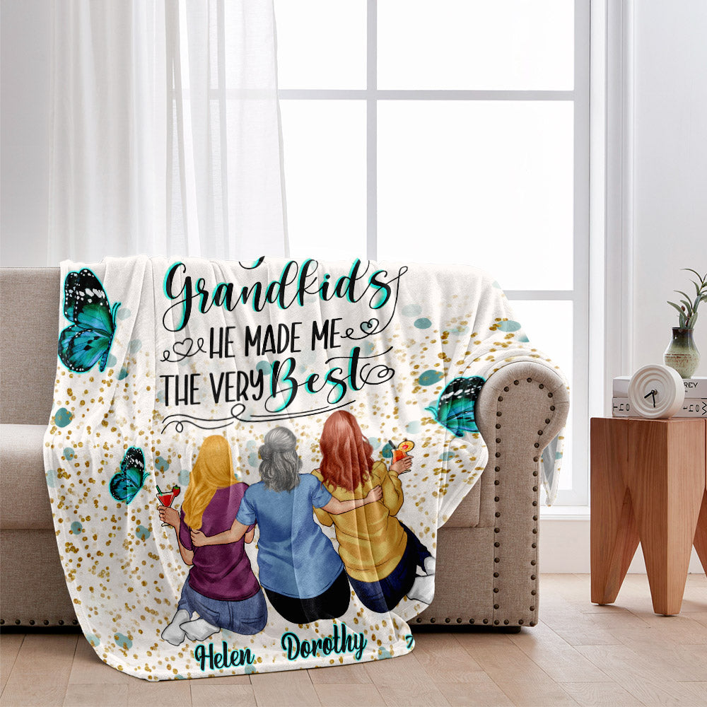 When God Made Grandkids He Gave Me The Best - Personalized Grandma Blanket