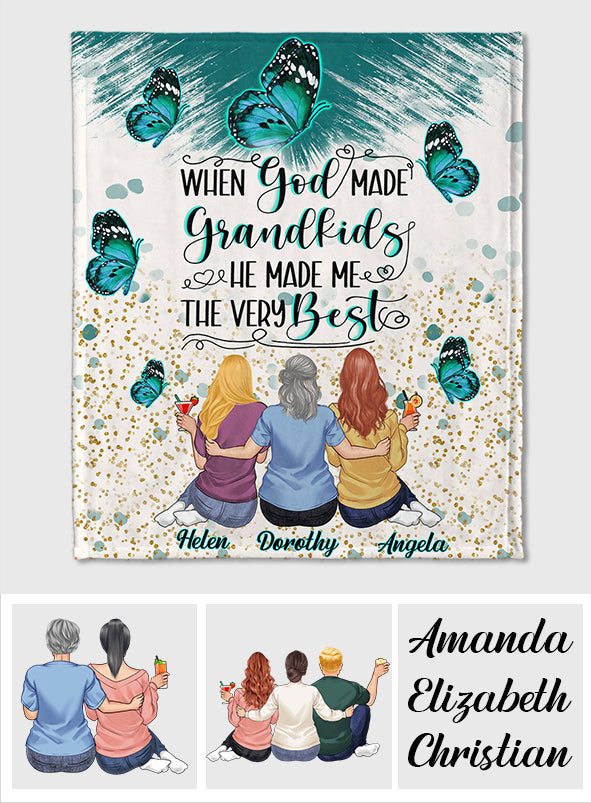When God Made Grandkids He Gave Me The Best - Personalized Grandma Blanket