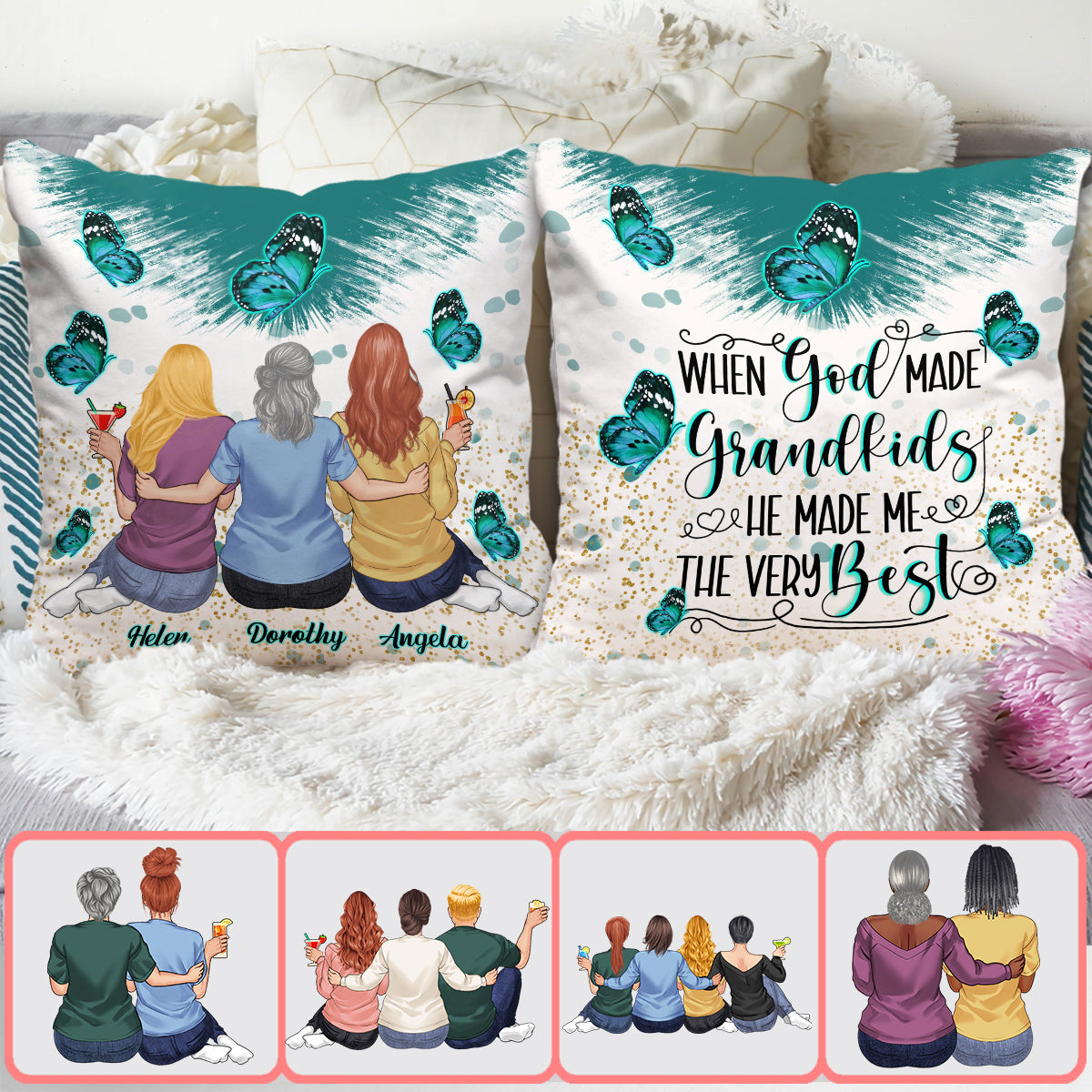 When God Made Grandkids He Gave Me The Best - Personalized Grandma Throw Pillow