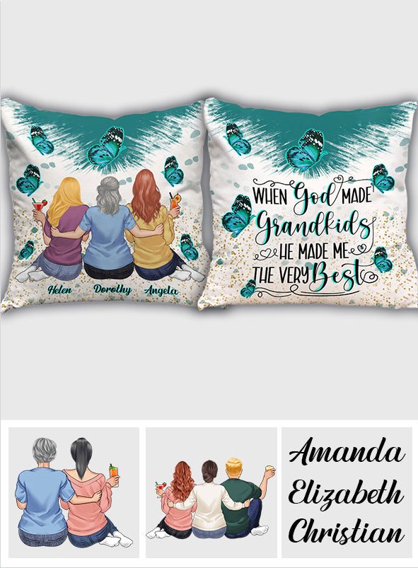When God Made Grandkids He Gave Me The Best - Personalized Grandma Throw Pillow