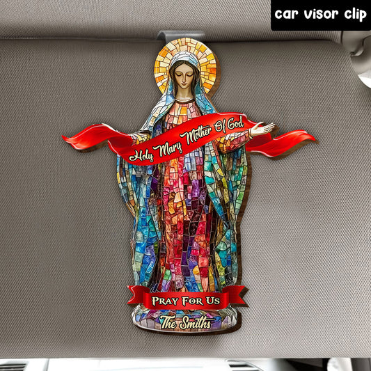 Pray For Us - Personalized Christian Shaped Car Visor Clip