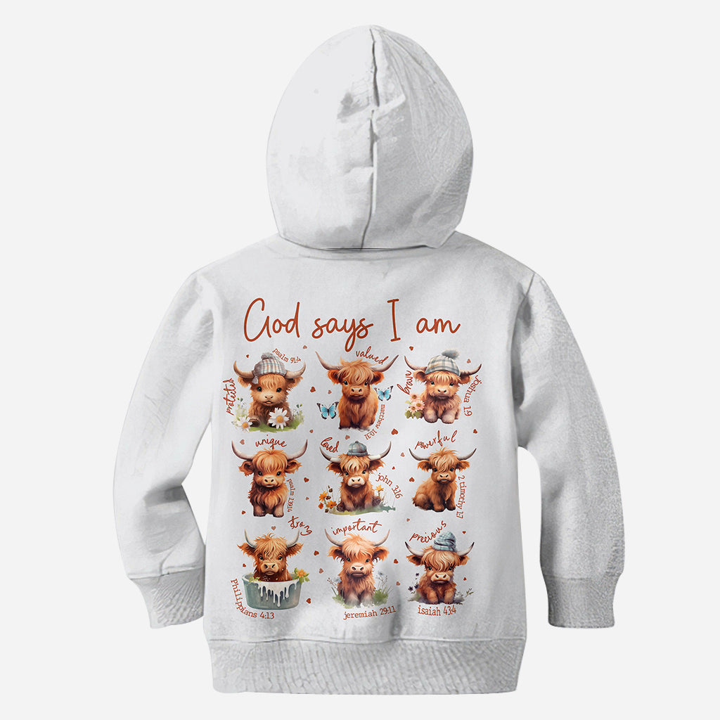 God Says I Am - Personalized Highland Cow All Over Shirt