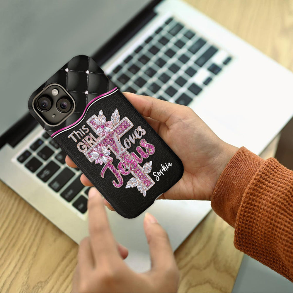 Girl Loves Jesus - Personalized Christian Full Print Phone Case