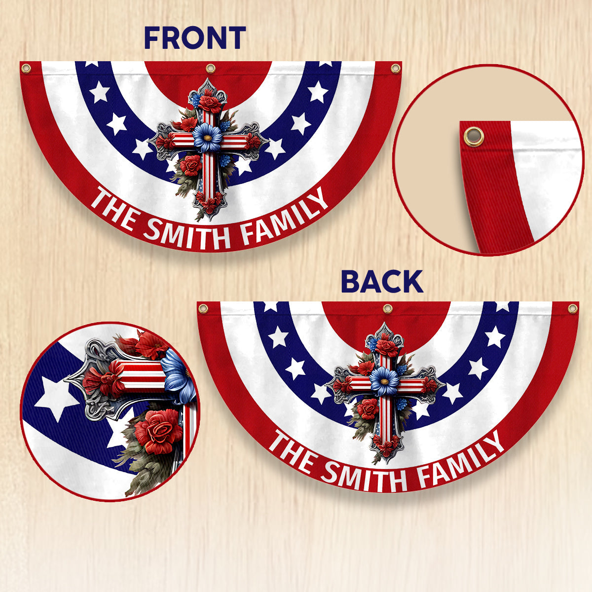 Holy Family - Personalized Christian Pleated Fan Flag