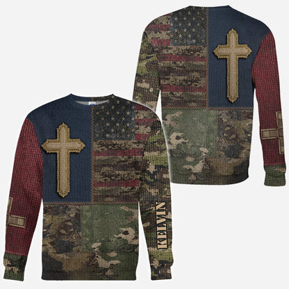 American Flag Cross Faith All Over Print Hoodie - Personalized Christian All Over Shirt