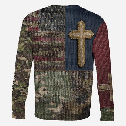 American Flag Cross Faith All Over Print Hoodie - Personalized Christian All Over Shirt