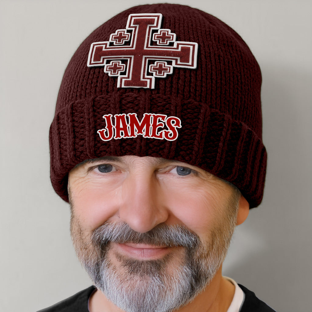Jerusalem Cross medieval Knights Cross Crusader - Personalized Christian Beanie Hat