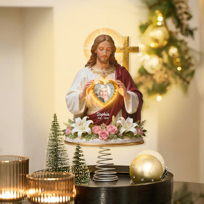 God Has You In His Arms - Personalized Christian LED Light Tree Topper
