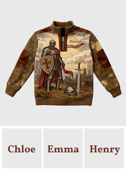 Kight Of God - Personalized Christian Men Zip-Up Sweatshirt
