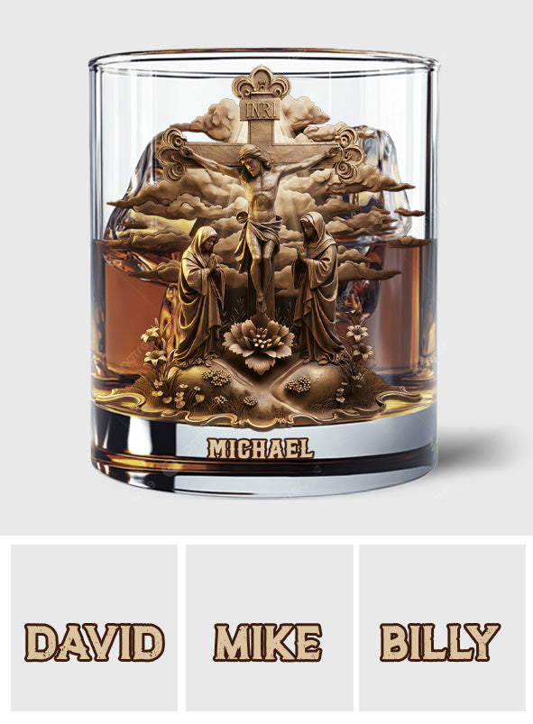 Christmas Jesus Crucifixion Statue - Personalized Christian Whiskey Glass