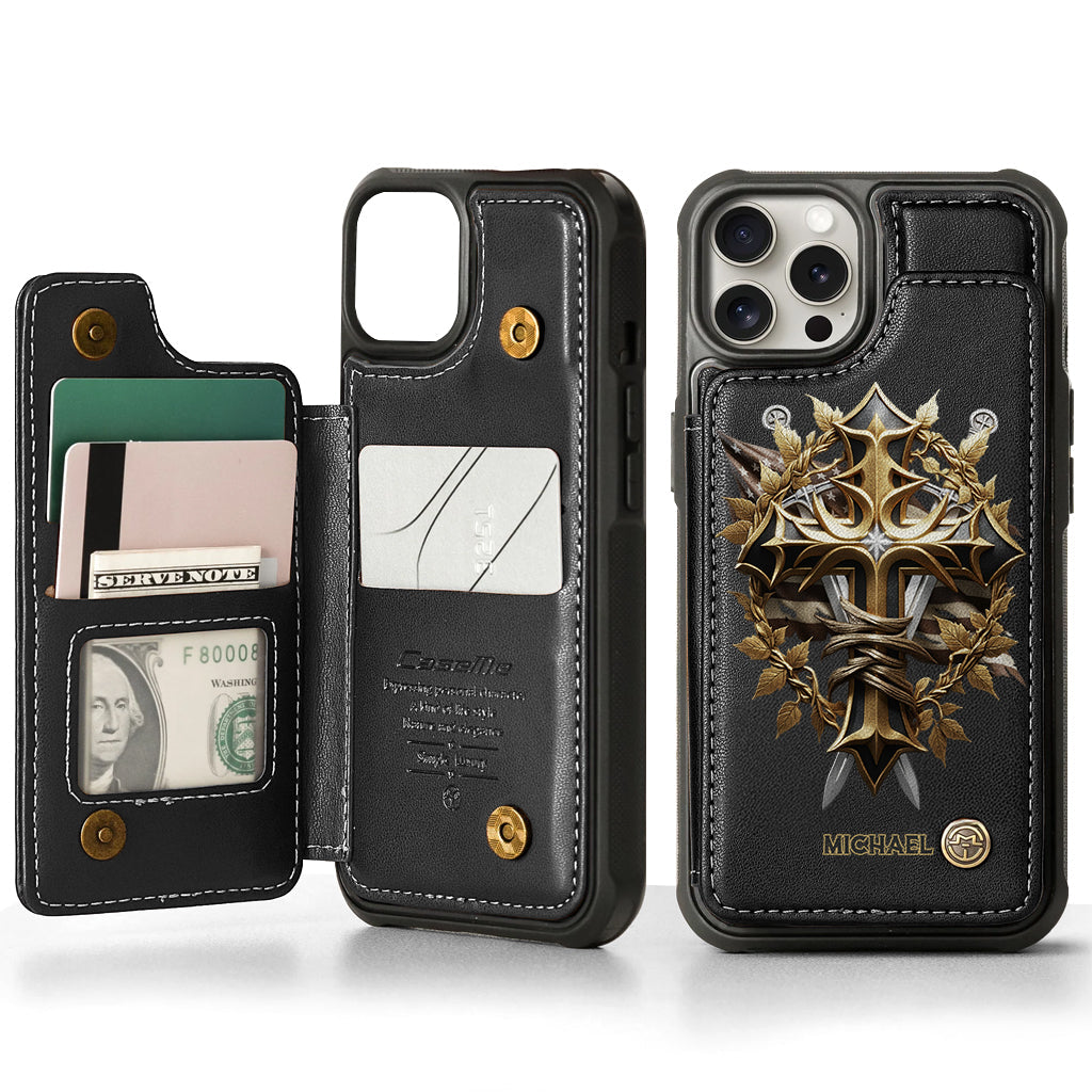 Festive Intricate Patriotic Christian Emblem - Personalized Christian Wallet Phone Case