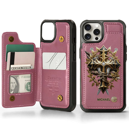 Festive Intricate Patriotic Christian Emblem - Personalized Christian Wallet Phone Case