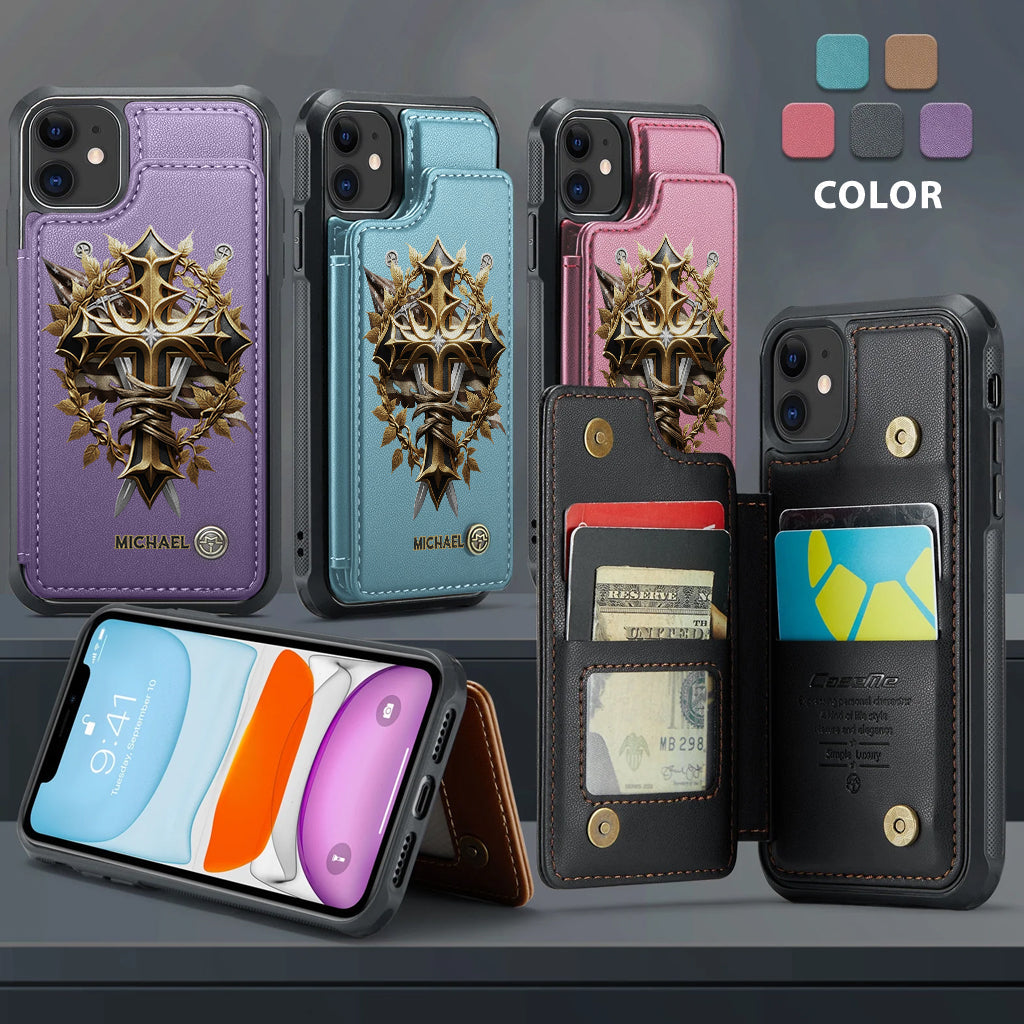Festive Intricate Patriotic Christian Emblem - Personalized Christian Wallet Phone Case