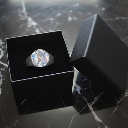 Our Lady's Eternal Glow - Personalized Christian Signet Ring