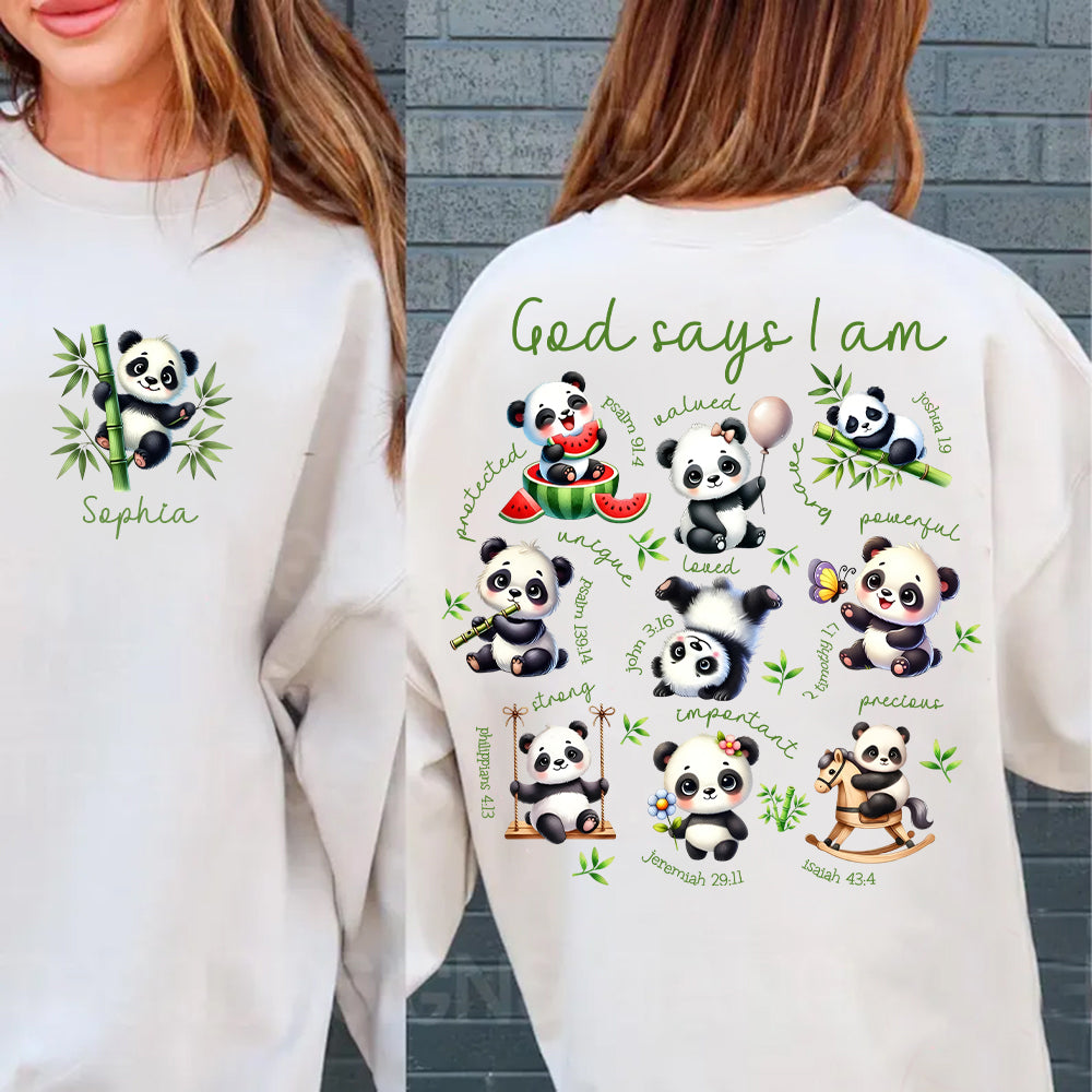 God Says I Am - Personalized Panda Lover All Over Shirt