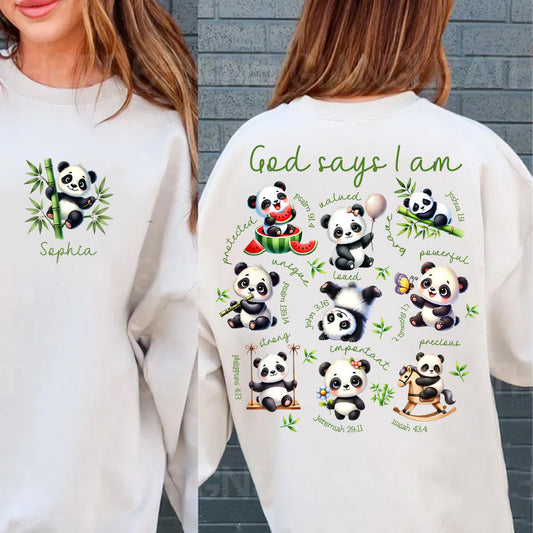 God Says I Am - Personalized Panda Lover All Over Shirt