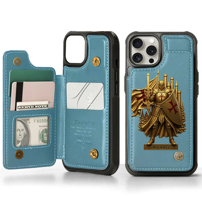 Christmas Gift Golden Templar Knight - Personalized Christian Wallet Phone Case