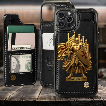 Christmas Gift Golden Templar Knight - Personalized Christian Wallet Phone Case