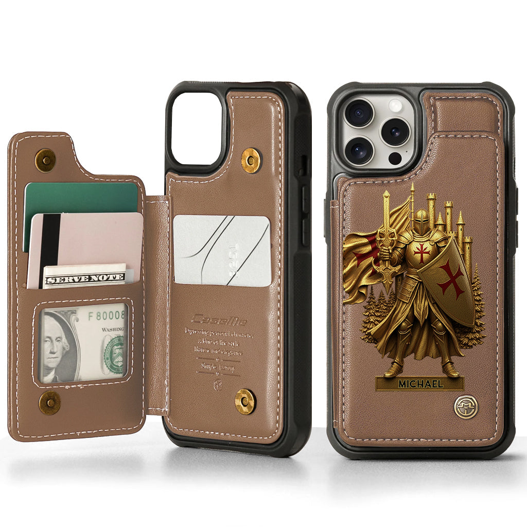 Christmas Gift Golden Templar Knight - Personalized Christian Wallet Phone Case