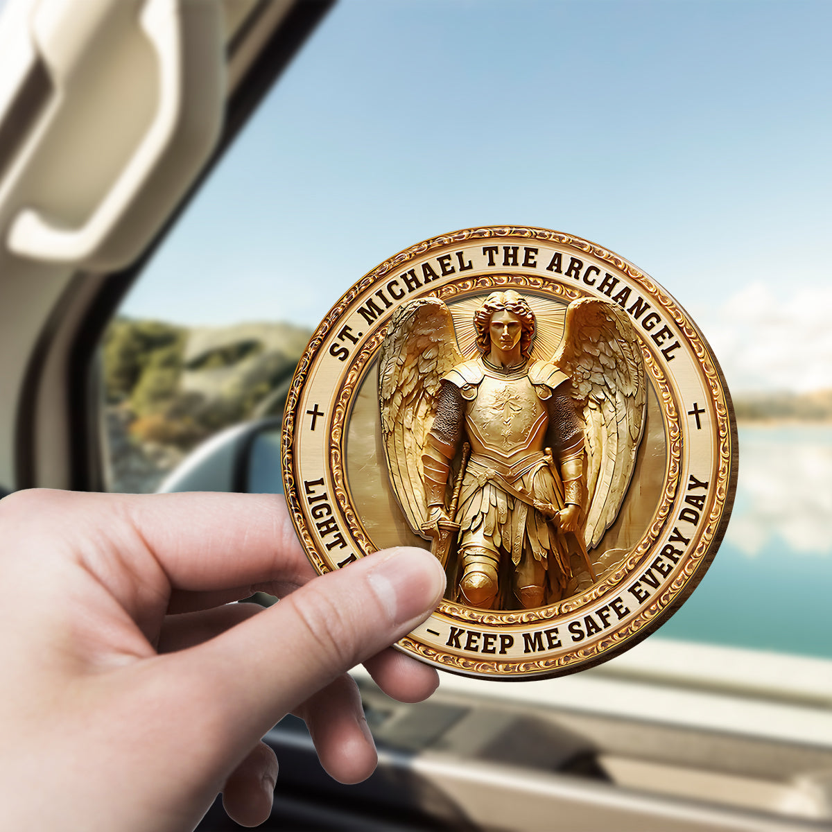 Archangel Michael Heaven’s Guardian - Christian Shaped Car Visor Clip