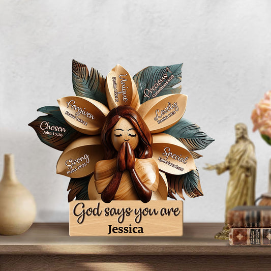 God Says You Are - Personalized Christian Custom Shaped Wood Plaque