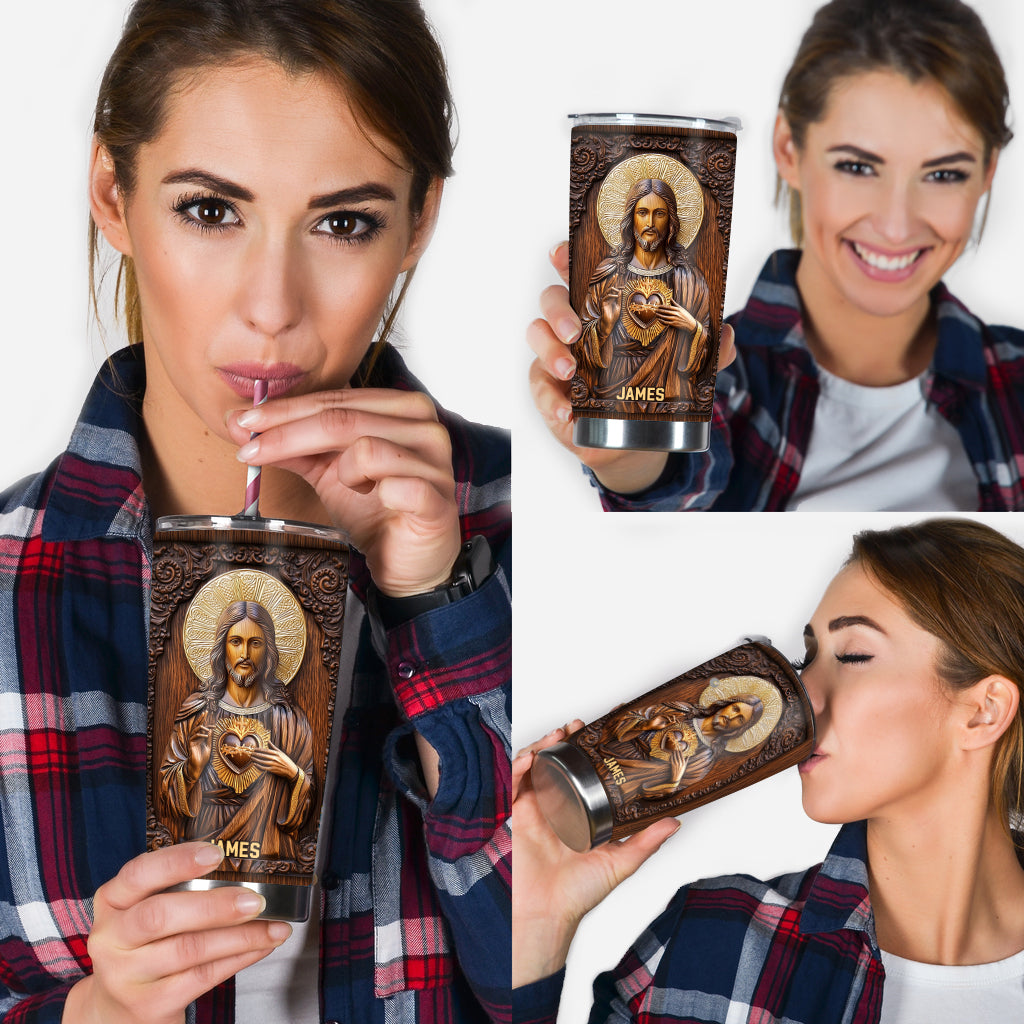 Sacred Heart Jesus - Personalized Christian Tumbler