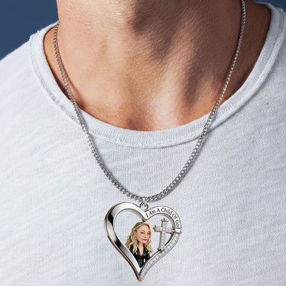 Custom Any Photo, I Am A Child Of God - Personalized Christian Shaped Metal Pendant Necklace