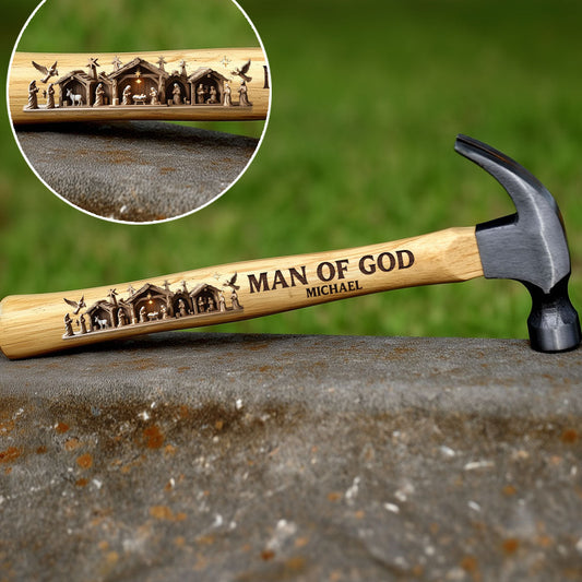 Man Of God Nativity Scene - Personalized Christian Wooden Hammer