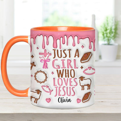 Just A Girl Who Loves Jesus - Personalized Christian Accent Mug