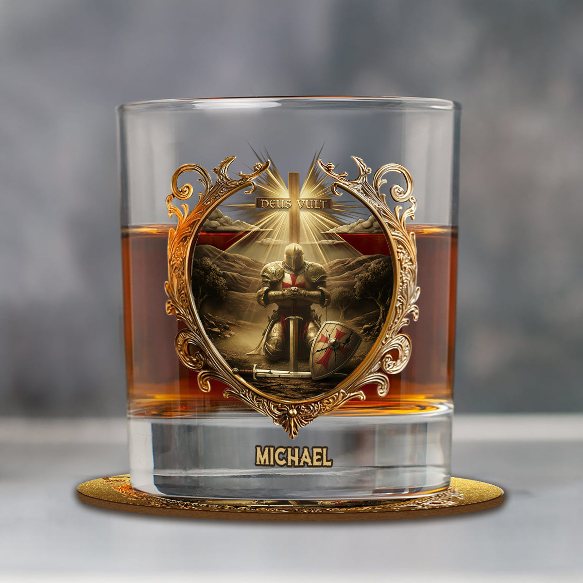 Deus vult - Personalized Christian Whiskey Glass