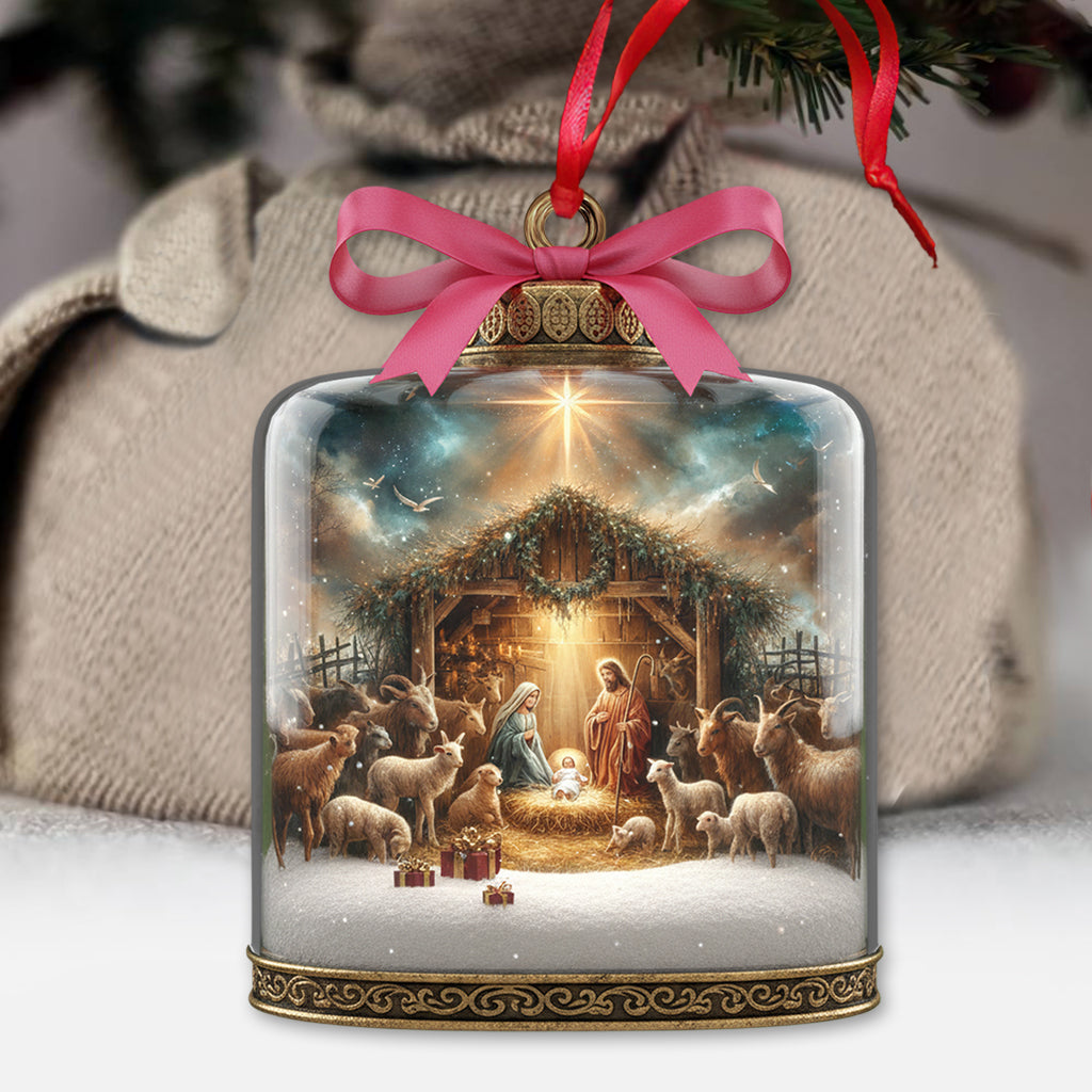 Christmas Nativity Scene Glass Ornament | Luminous Holy Family Keepsake for Families & Collectors - Christian Ornament