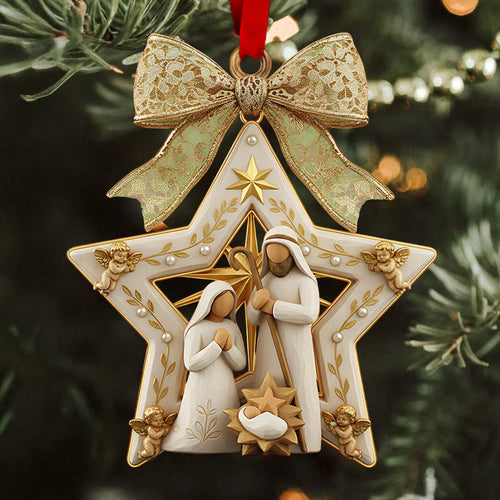 Christmas Holy Family Nativity Star Ornament for Christian Home Decor