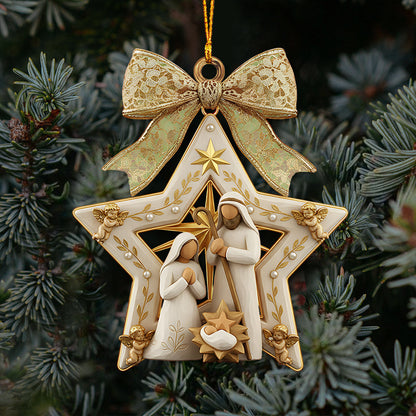 Christmas Holy Family Nativity Star Ornament for Christian Home Decor