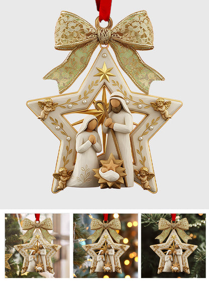 Christmas Holy Family Nativity Star Ornament for Christian Home Decor