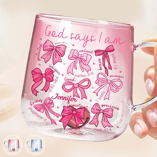 God Says I Am - Personalized Christian Gradient Glass Mug