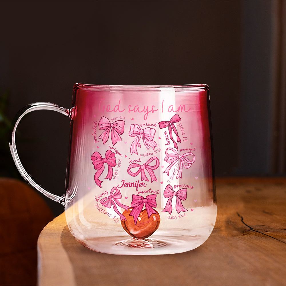 God Says I Am - Personalized Christian Gradient Glass Mug
