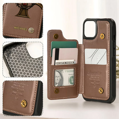 Christmas Golden Cross Crown of Thorns - Personalized Christian Wallet Phone Case