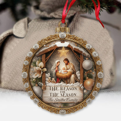 The Reason for the Season" Christmas Ornament - Detailed Nativity Scene Art - Heirloom Christian Decor for Believers - Personalized Christian Ornament