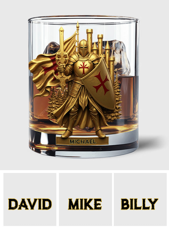 Christmas Gift Golden Templar Knight - Personalized Christian Whiskey Glass