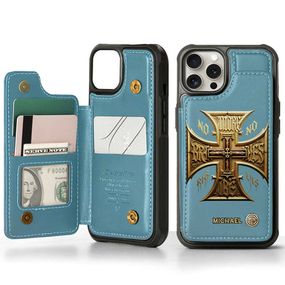 Medieval Cross Detailed Gothic Style - Personalized Christian Wallet Phone Case