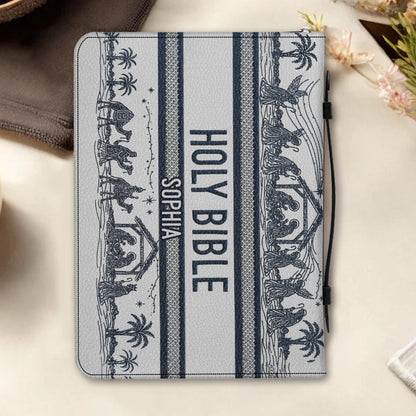 Nativity Scene - Personalized Christian Leather Bible Cover Bag