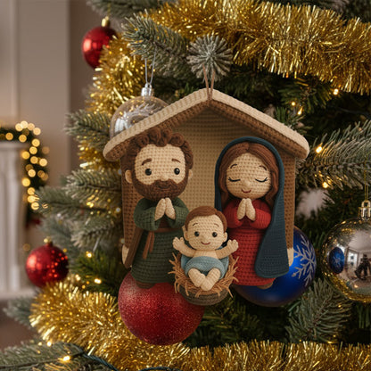 Nativity Scene Jesus - Personalized Christian Handmade Crochet Ornament