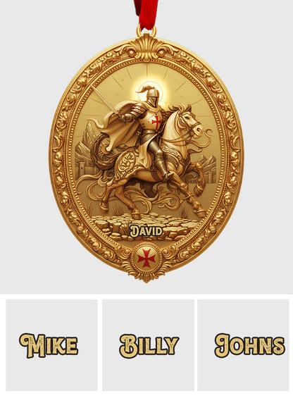 Christmas Knight Templar Gold Bell Ornament - Personalized Christian Ornament