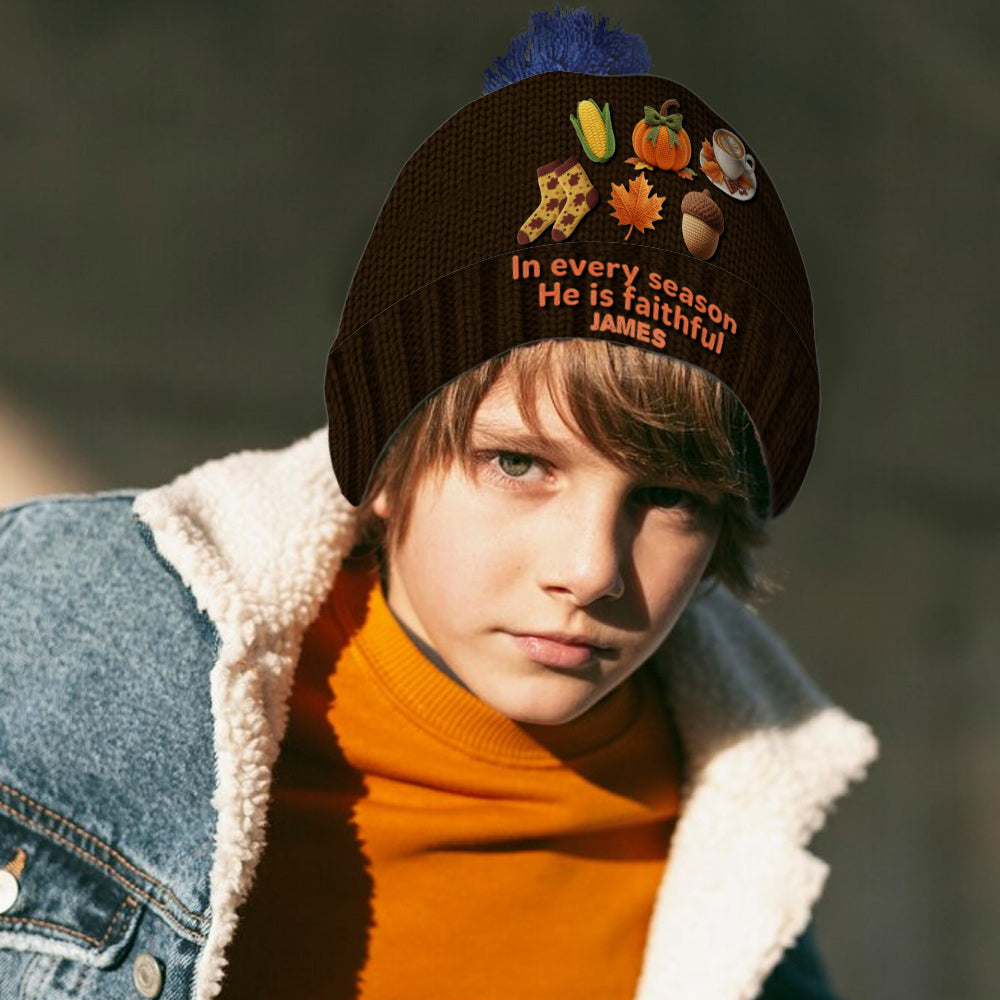 In every season He is faithful - Personalized Christian Beanie Hat