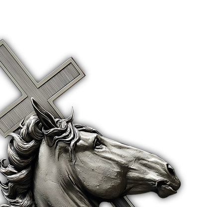 Horse And Cross - Personalized Christian Cut Metal Sign