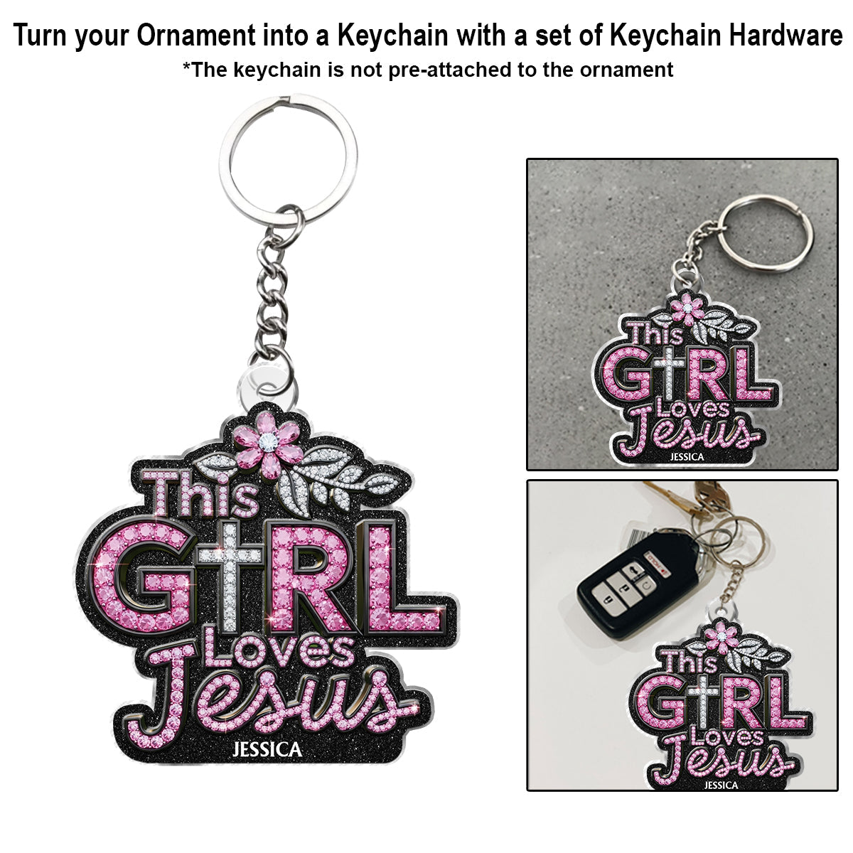 This Girl Loves Jesus - Personalized Christian Custom Shaped Car Ornament